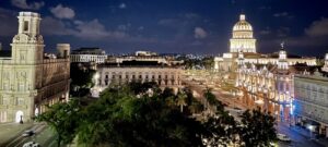 Havana illuminated at night, view of the Capitolio